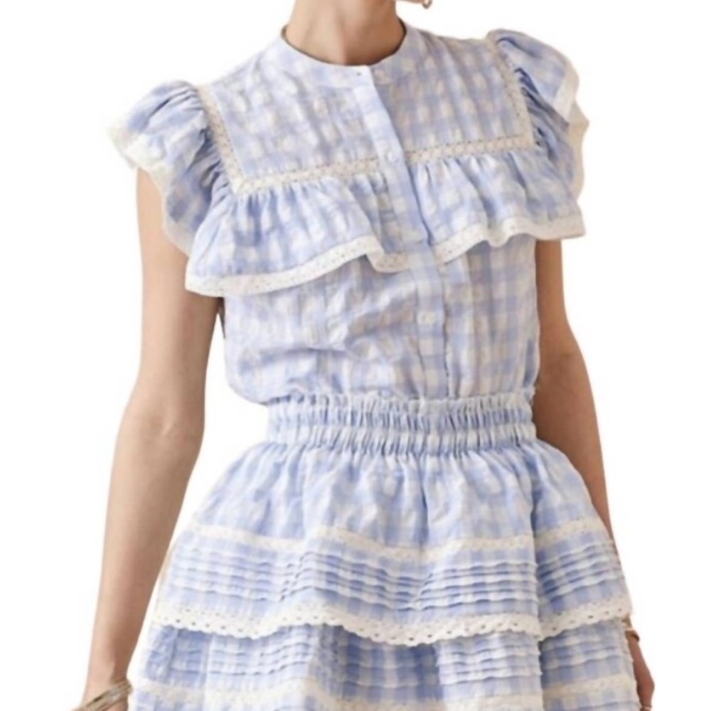 Simon day + moon Gingham Skirt In Blue